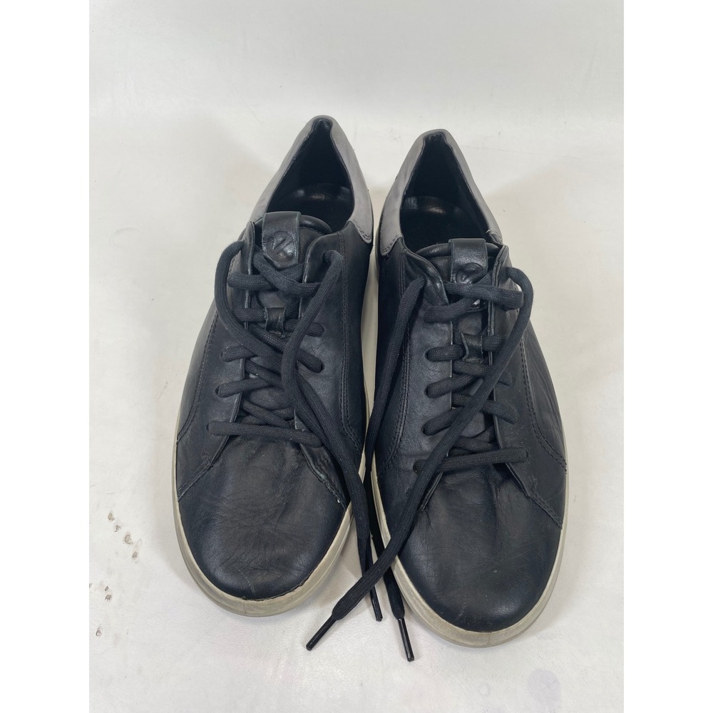 Ecco Soft 7 Mens Black Leather Low Top Sneakers Grey 46 EU 12-12.5 US 470054